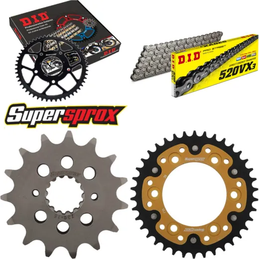 Kettensatz Stealth gold für: DUCATI 600 Monster 94-94/750 15-38-098 DID520VX3 Niet
