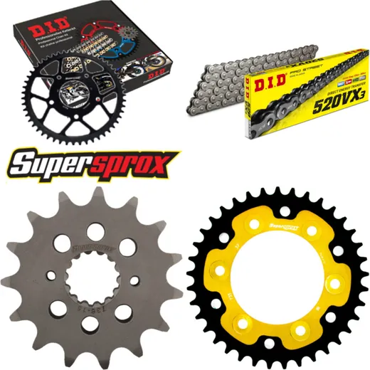 Kettensatz Stealth gold für: DUCATI 851 SP 91-91/900 FE 9 15-37-098 DID520VX3 Endlos