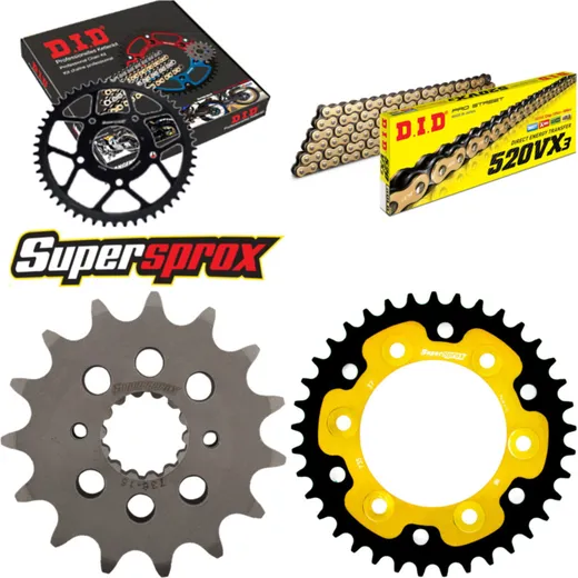 Kettensatz Stealth gold für: DUCATI 851 SP 91-91/900 FE 9 15-37-098 DID520VX3(G&B) Endlos