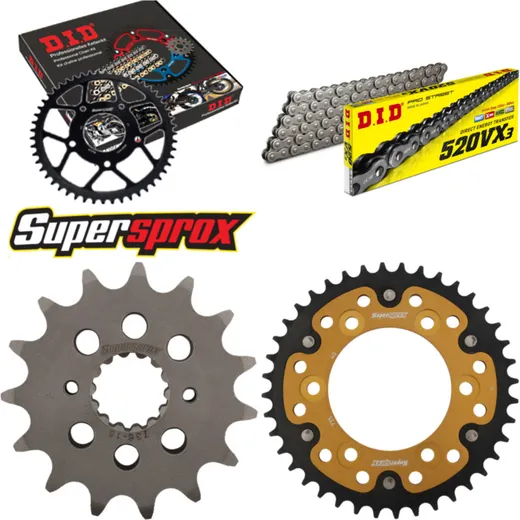 Kettensatz Stealth gold für: DUCATI 900 SL Superlight 98-98 15-40-108 DID520VX3 Niet