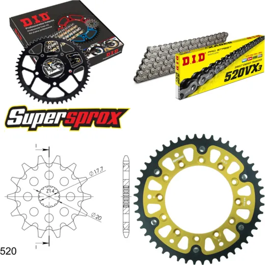 Chain Kit Stealth gold for: YAMAHA WR125 99-01/YZ125 99-01 13-48-112 DID520VX3 endless
