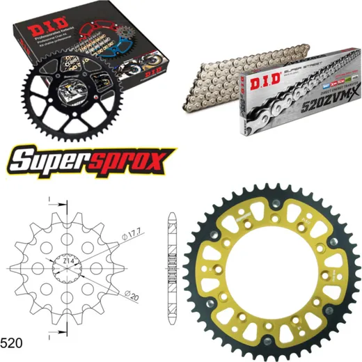 Chain Kit Stealth gold for: YAMAHA WR125 99-01/YZ125 99-01 13-48-112 DID520ZVM-X(S&S) rivet