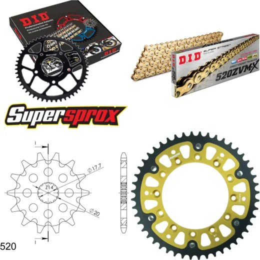 Chain Kit Stealth gold for: YAMAHA WR125 99-01/YZ125 99-01 13-48-112 DID520ZVM-X(G&G) rivet