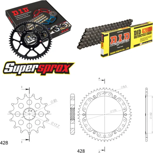 Chain Kit Stealth gold for: YAMAHA TDR125 89-92 16-53-136 DID428HD Clip
