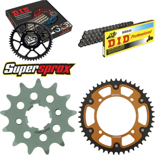 Kettensatz Stealth gold für: YAMAHA XV125 Virago 97-99 13-47-114 DID520 Clip