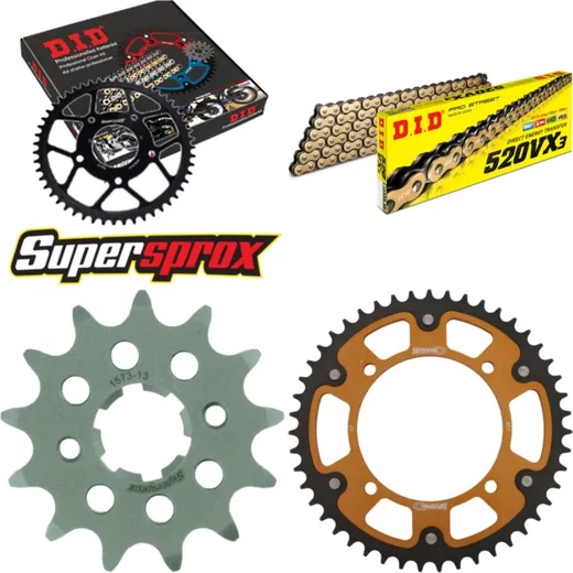 Kettensatz Stealth gold für: YAMAHA XV125 Virago 97-99 13-47-114 DID520VX3(G&B) Niet
