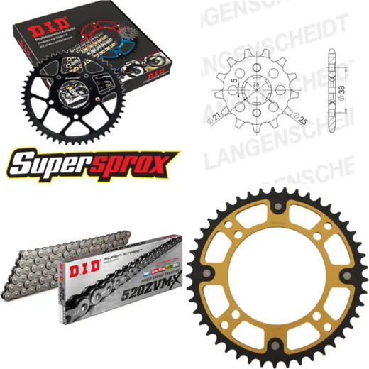 Chain Kit Stealth gold for: YAMAHA XV125 Virago 103km/h 14-45-114 DID520ZVM-X rivet