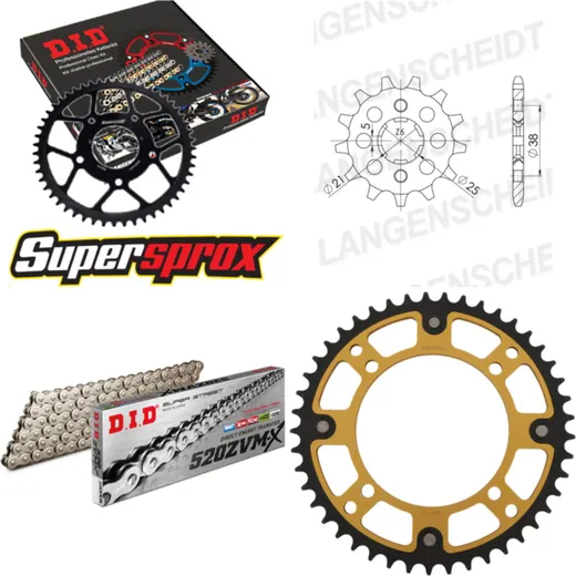 Chain Kit Stealth gold for: YAMAHA XV125 Virago 103km/h 14-45-114 DID520ZVM-X(S&S) endless