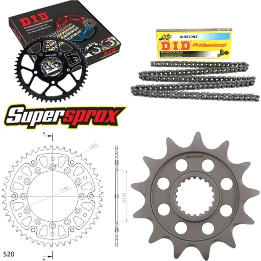 Chain Kit Stealth gold for: YAMAHA YZ250 F 05-09 13-49-114 DID520NZ Clip