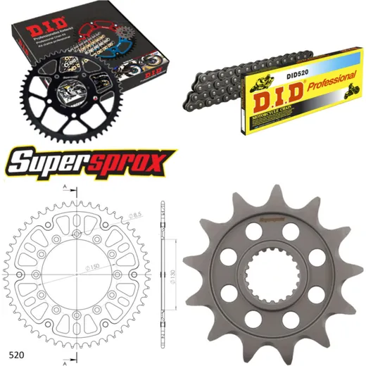 Kettensatz Stealth gold für: YAMAHA YZ250 F 10-15 13-51-116 DID520 Clip