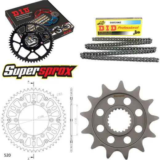 Chain Kit Stealth gold for: YAMAHA YZ250 F 10-15 13-51-116 DID520NZ Clip