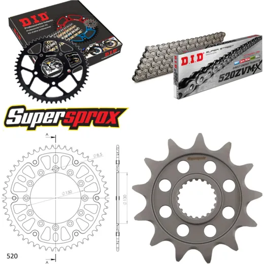 Chain Kit Stealth gold for: YAMAHA YZ250 F 10-15 13-51-116 DID520ZVM-X endless