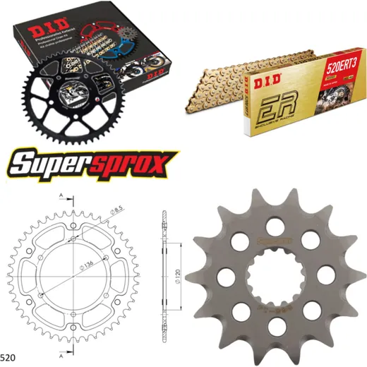 Chain Kit Stealth silver for: YAMAHA TDR250 88-90 14-45-108 DID520ERT2(G&G) Clip