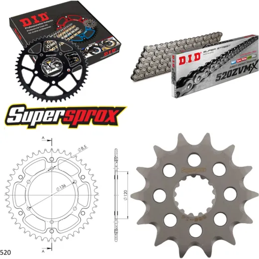 Chain Kit Stealth silver for: YAMAHA TDR250 88-90 14-45-108 DID520ZVM-X rivet