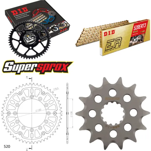 Kettensatz Stealth gold für: YAMAHA YZ450 F 05-05 14-51-114 DID520ERT2(G&G) Clip