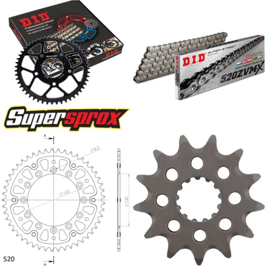 Chain Kit Stealth gold for: YAMAHA YZ250 08-08/YZ400 F 9 13-49-114 DID520ZVM-X rivet