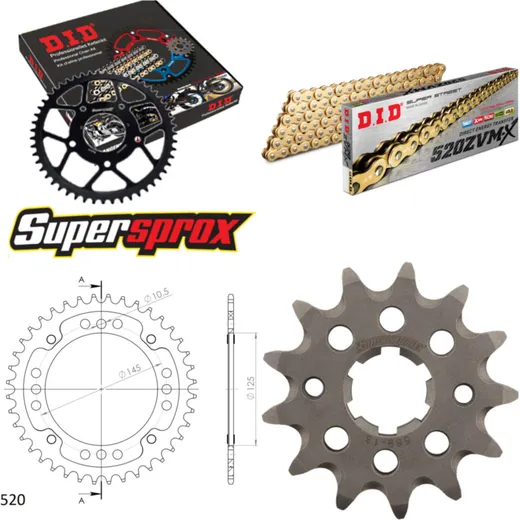 Chain Kit Stealth gold for: YAMAHA YFM350 X Warrior 4 x 13-40-100 DID520ZVM-X(G&G) endless