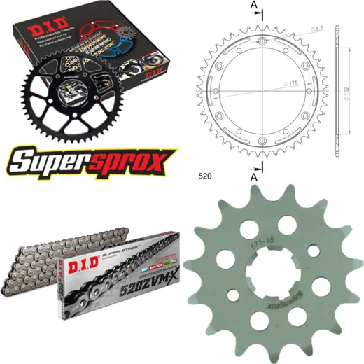 Chain Kit Stealth red for: YAMAHA TT600 Street Enduro 15-44-110 DID520ZVM-X rivet