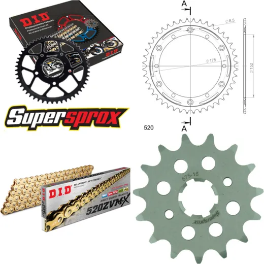 Chain Kit Stealth red for: YAMAHA TT600 Street Enduro 15-44-110 DID520ZVM-X(G&G) endless