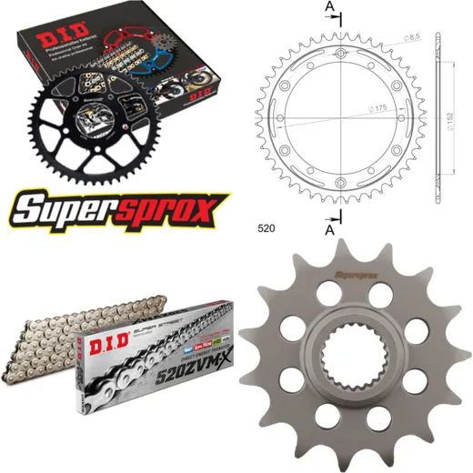 Chain Kit Stealth red for: YAMAHA TT600 R 93-02/TT600 S 15-44-112 DID520ZVM-X(S&S) endless