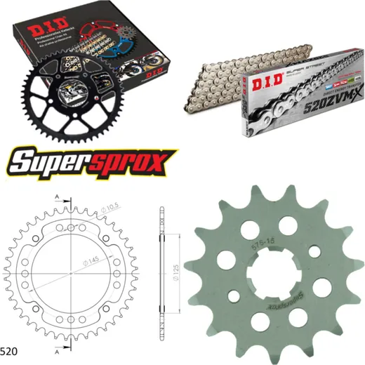 Chain Kit Stealth gold for: YAMAHA XT600 83-86/XT600 Z T 15-40-102 DID520ZVM-X(S&S) endless