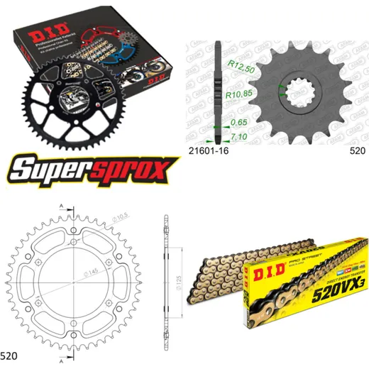 Chain Kit Stealth gold for: YAMAHA XTZ Super Tenere 89-98 16-46-112 DID520VX3(G&B) endless