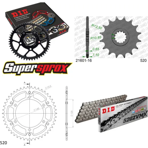 Chain Kit Stealth gold for: YAMAHA XTZ Super Tenere 89-98 16-46-112 DID520ZVM-X endless