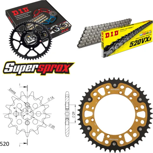 Chain Kit Stealth gold for: KAWASAKI KX125 90-91 12-48-112 DID520VX3 endless