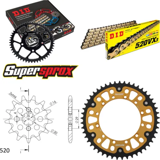 Chain Kit Stealth gold for: KAWASAKI KX125 92-93 12-49-112 DID520VX3(G&B) endless