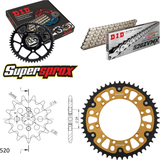 Chain Kit Stealth gold for: KAWASAKI KX125 92-93 12-49-112 DID520ZVM-X(S&S) endless