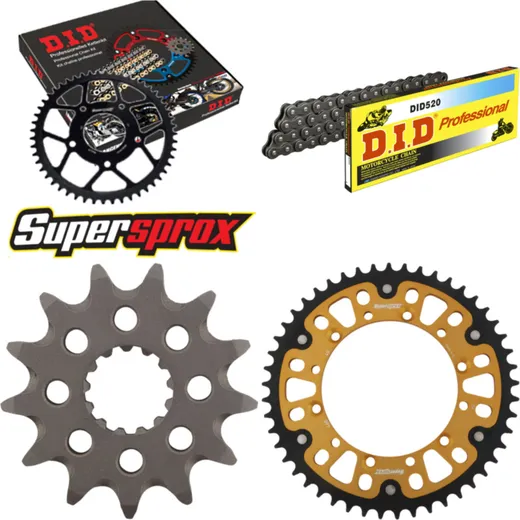 Chain Kit Stealth gold for: KAWASAKI KX250 02-04 13-49-114 DID520 Clip