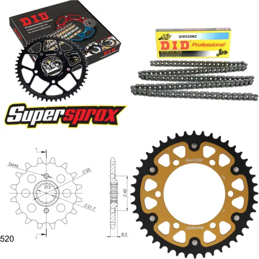 Chain Kit Stealth gold for: KAWASAKI EL250 88-96 14-44-114 DID520NZ Clip