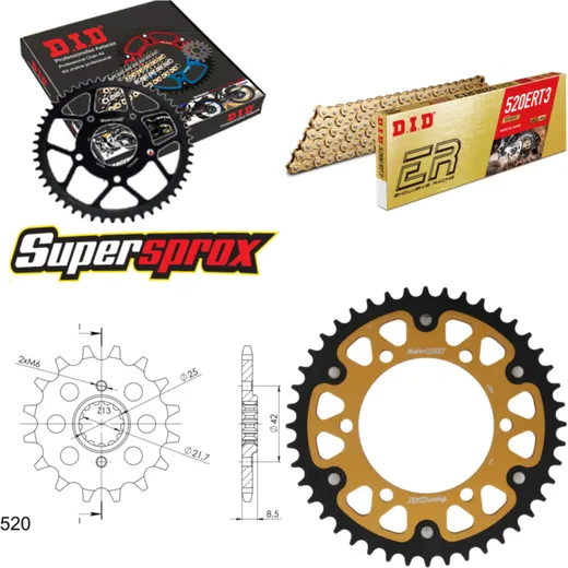 Chain Kit Stealth gold for: KAWASAKI EL250 88-96 14-44-114 DID520ERT2(G&G) Clip