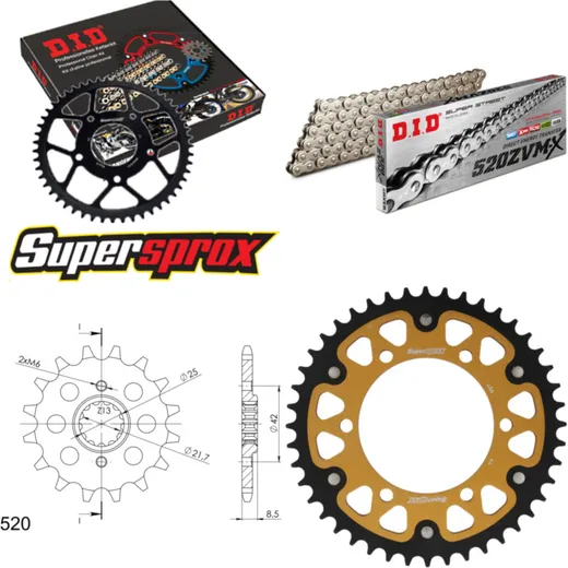 Chain Kit Stealth gold for: KAWASAKI EL250 88-96 14-44-114 DID520ZVM-X(S&S) rivet