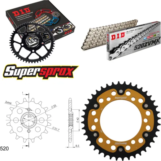 Chain Kit Stealth gold for: KAWASAKI EL252 F Eliminator 14-40-112 DID520ZVM-X(S&S) rivet