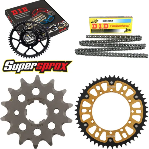 Chain Kit Stealth gold for: KAWASAKI KLX250 R 93-98/KLX3 14-50-110 DID520NZ Clip