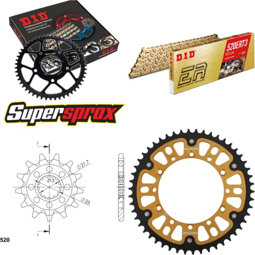 Kettensatz Stealth gold für: KAWASAKI KLX450 R 05-06/KX45 13-50-114 DID520ERT2(G&G) Clip
