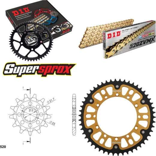 Chain Kit Stealth gold for: KAWASAKI KLX450 R 07-15 13-50-116 DID520ZVM-X(G&G) endless