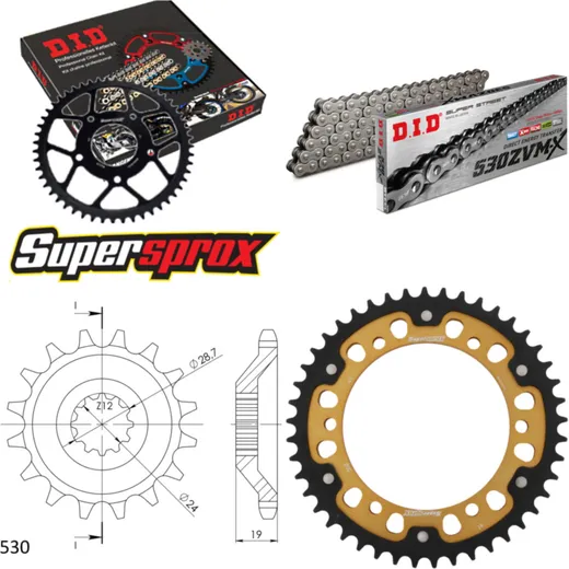 Chain Kit Stealth gold for: KAWASAKI ZX-10 Tomcat 1000 8 17-45-110 DID530ZVM-X endless