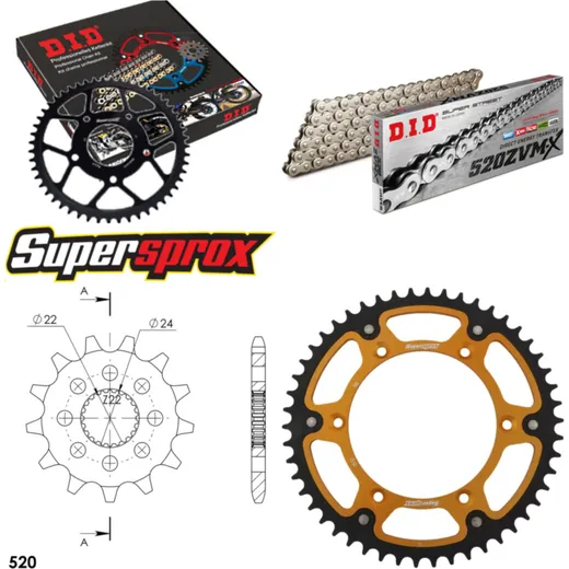 Chain Kit Stealth gold for: HUSQVARNA CR125 09-13 13-50-112 DID520ZVM-X(S&S) rivet