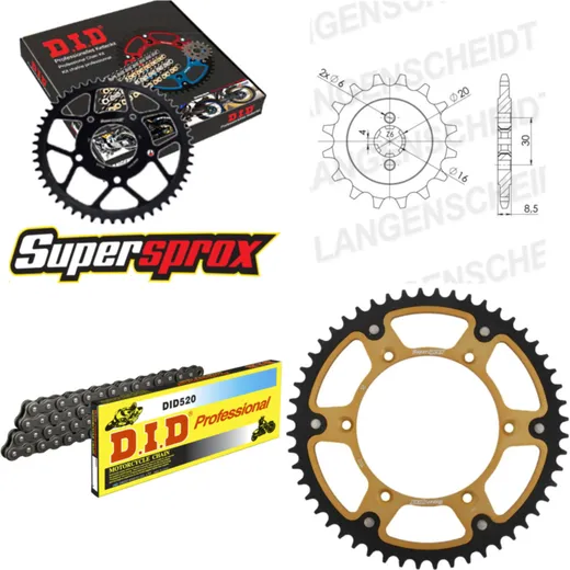 Chain Kit Stealth gold for: HUSQVARNA SM125 S 07-13 12-52-114 DID520 Clip