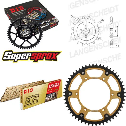 Chain Kit Stealth gold for: HUSQVARNA SM125 S 07-13 12-52-114 DID520ERT2(G&G) Clip