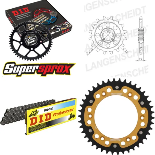 Chain Kit Stealth gold for: HUSABERG FS450 E /C 04-08/FC 15-42-118 DID520 Clip