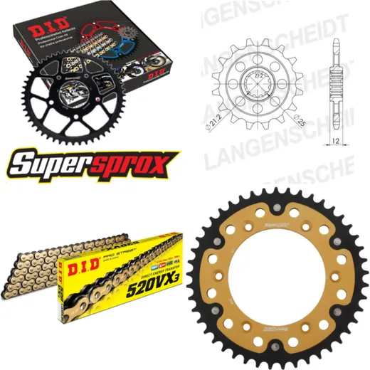 Chain Kit Stealth gold for: HUSABERG FE650 E 03-08 15-45-114 DID520VX3(G&B) endless