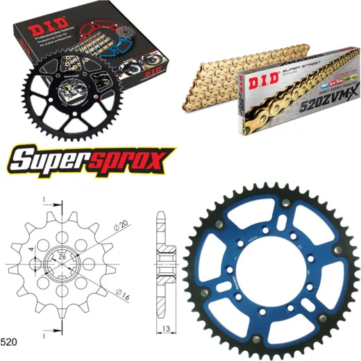 Kettensatz Stealth blau TM Enduro 125 98-00 13-51-114 DID520ZVM-X(G&G) Niet