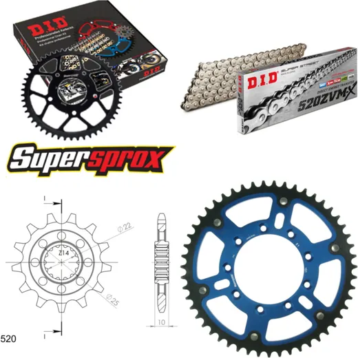 Chain Kit Stealth blue TM Cross 250 /F 05-13/Cross 13-51-116 DID520ZVM-X(S&S) rivet