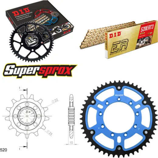 Kettensatz Stealth blau TM Cross 400 02-10/SMF400 F 13-50-116 DID520ERT2(G&G) Clip