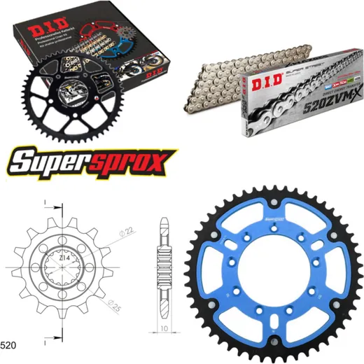 Kettensatz Stealth blau TM Cross 400 02-10/SMF400 F 13-50-116 DID520ZVM-X(S&S) Niet