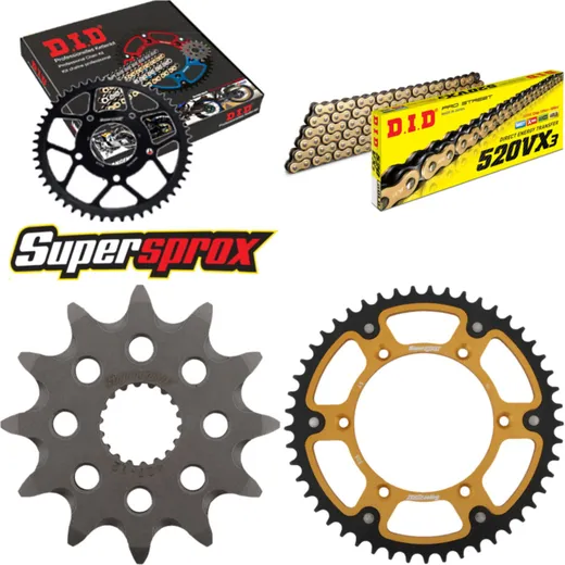 Kettensatz Stealth gold für: SUZUKI RM125 94-96 12-49-112 DID520VX3(G&B) Niet
