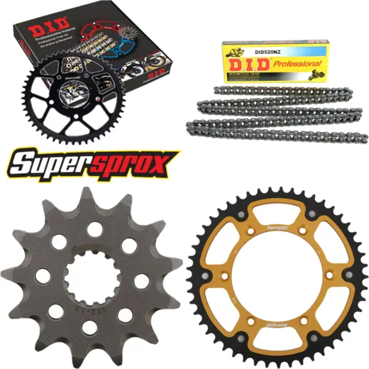 Kettensatz Stealth gold für: SUZUKI RM250 93-93/RMX250 89 13-49-116 DID520NZ Clip